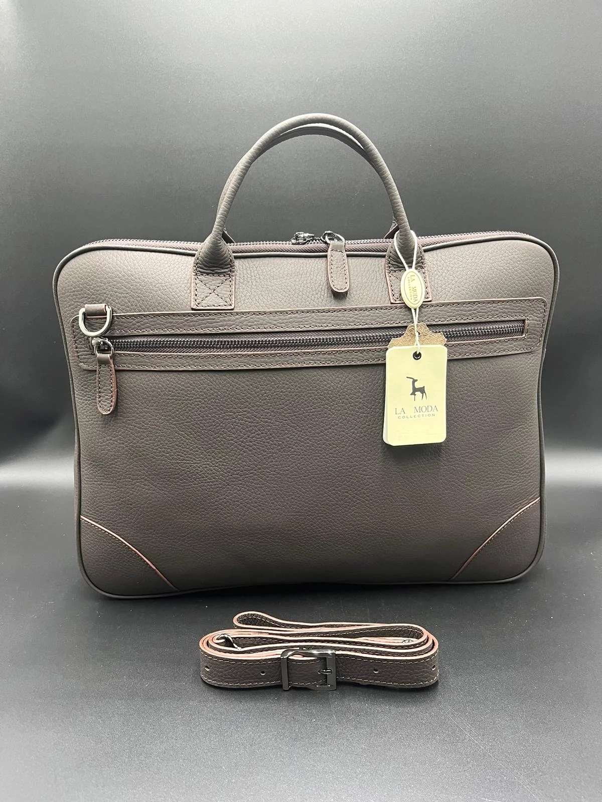 La Moda Unisex Hakiki Deri Evrak Çantası Laptop Bölmeli 16 '' inç 